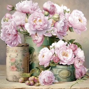   Ti-Flair Szalvéta 33x33 cm 3 Rétegű 20 Lap/Csomag Romantic Peony Cans