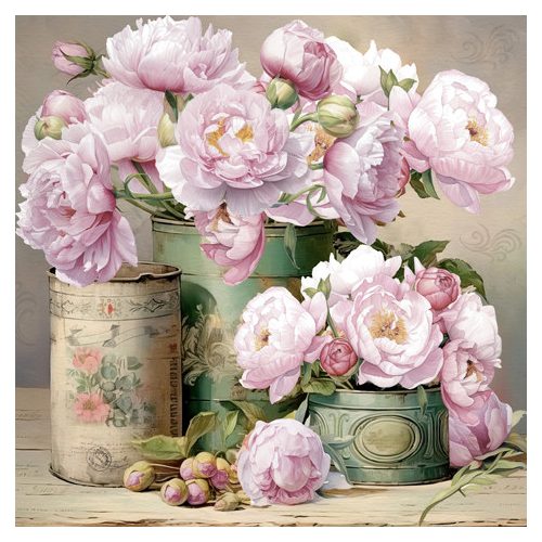 Ti-Flair Szalvéta 33x33 cm 3 Rétegű 20 Lap/Csomag Romantic Peony Cans