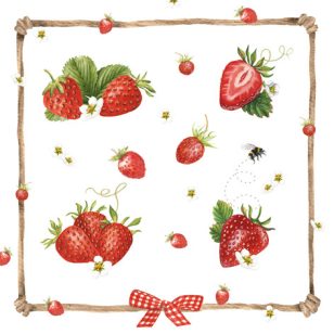   Ti-Flair Szalvéta 33x33 cm 3 Rétegű 20 Lap/Csomag Strawberry & Bumblebee