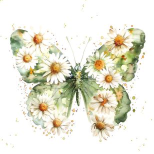   Ti-Flair Szalvéta 33x33 cm 3 Rétegű 20 Lap/Csomag Papillon & Marguerites Green