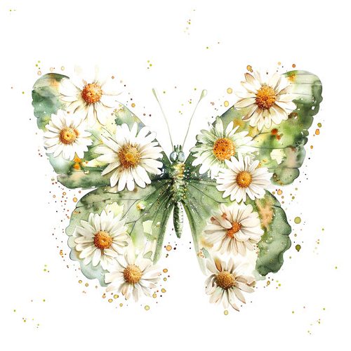 Ti-Flair Szalvéta 33x33 cm 3 Rétegű 20 Lap/Csomag Papillon & Marguerites Green