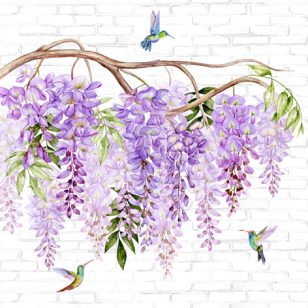   Ti-Flair Szalvéta 33x33 cm 3 Rétegű 20 Lap/Csomag Wisteria & Hummingbirds