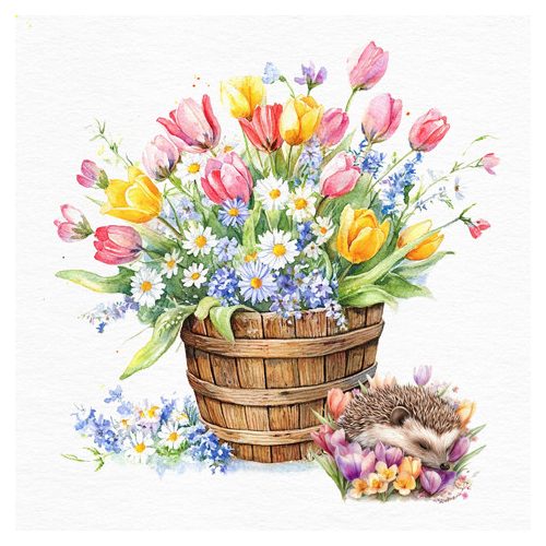 Ti-Flair Szalvéta 33x33 cm 3 Rétegű 20 Lap/Csomag Secchio Pieno Di Primavera