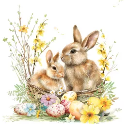   Ti-Flair Szalvéta 33x33 cm 3 Rétegű 20 Lap/Csomag Bunnies In A Basket