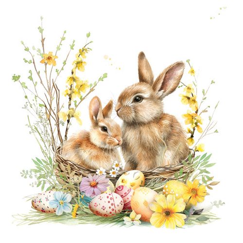 Ti-Flair Szalvéta 33x33 cm 3 Rétegű 20 Lap/Csomag Bunnies In A Basket