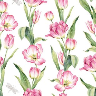   Ti-Flair Szalvéta 33x33 cm 3 Rétegű 20 Lap/Csomag Chaînes De Tulipes Pink