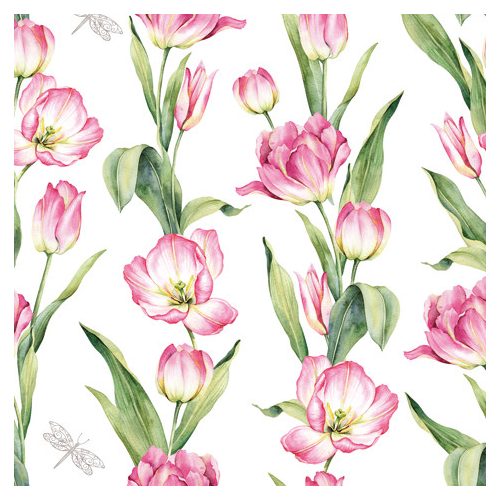 Ti-Flair Szalvéta 33x33 cm 3 Rétegű 20 Lap/Csomag Chaînes De Tulipes Pink