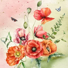   Ti-Flair Szalvéta 33x33 cm 3 Rétegű 20 Lap/Csomag Bouquet Of Poppies