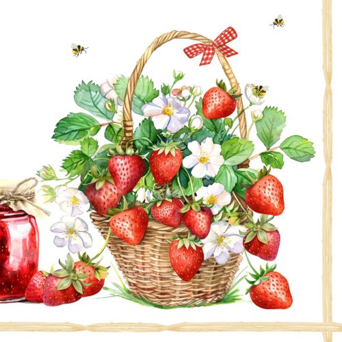 Ti-Flair Szalvéta 33x33 cm 3 Rétegű 20 Lap/Csomag Fraises Dans Une Corbeille