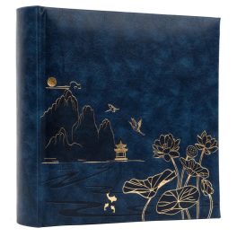   Gedeon Fotóalbum 22x22 cm Könyvkötésű 200 Darab 10x15 cm-es Fotóhoz Lotus Kék