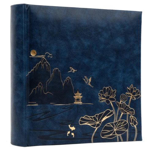 Gedeon Fotóalbum 22x22 cm Könyvkötésű 200 Darab 10x15 cm-es Fotóhoz Lotus Kék