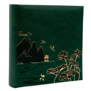  Gedeon Fotóalbum 22x22 cm Könyvkötésű 200 Darab 10x15 cm-es Fotóhoz Lotus Zöld