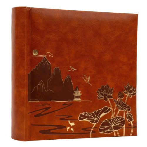 Gedeon Fotóalbum 22x22 cm Könyvkötésű 200 Darab 10x15 cm-es Fotóhoz Lotus Barna