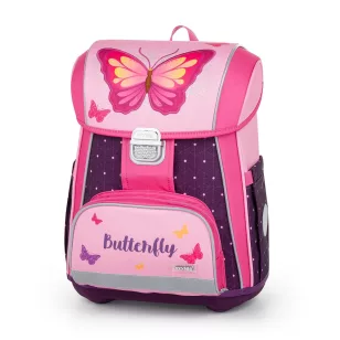 OXY PREMIUM Merevfalú Iskolatáska 27 Liter Butterfly Pink