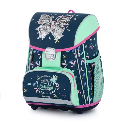 OXY PREMIUM Merevfalú Iskolatáska 27 Liter Butterfly Mint