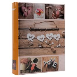   Fotóalbum 19x25 cm Könyvkötésű 200 Darab 10x15 cm-es Fotóhoz Narancs