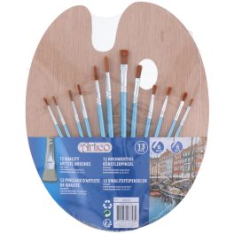  Artico Ecset Szett 13 Darabos 6 Kerek És 6 Lapos Ecsettel 1 Darab Palettával