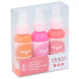   Artico Akrifesték Spray Készlet 3x50 ml Narancs Rózsaszín Púder