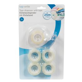   Topwrite Ragasztószalag 18 mm x 25 m 5 Darabos Készlet Adagolóval