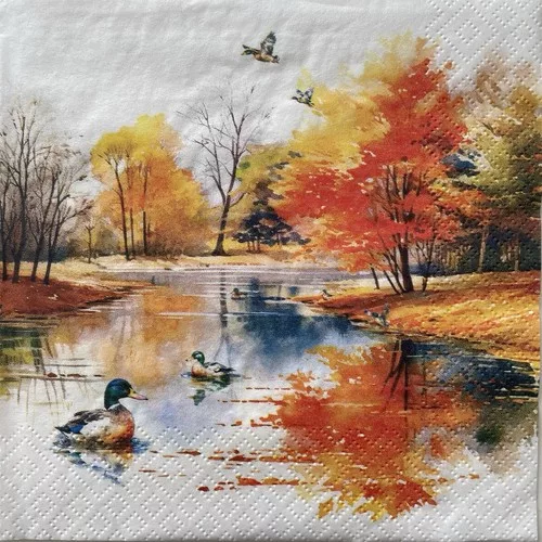 Ti-Flair Szalvéta 33 x 33 cm 3 Rétegű 20 Lap/Csomag Mallard Ducks at Autumn Pond