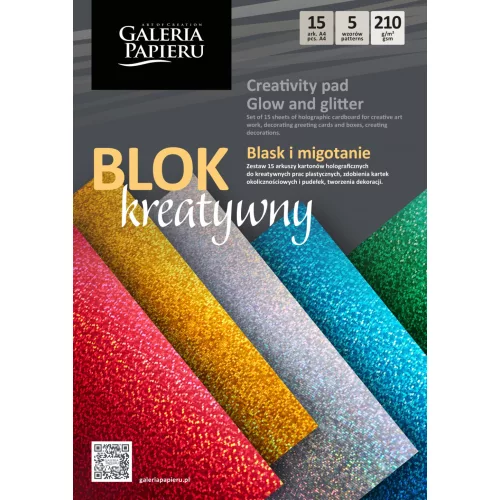 Papírgaléria Dekorkarton A/4 210 Gramm Csillámos Holografikus Hatású 5 Szín 3 Ív/Szín 15 Ív/Csomag