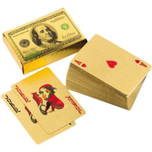 Póker Kártya Dolláros Mintával Arany Színben 52 Lap + 2 Joker Kártya