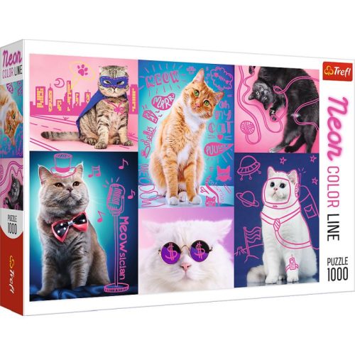 Trefl Puzzle Neon Color Line Macskák 1000 Darabos