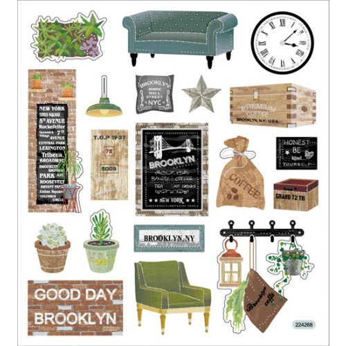 Stick Art Matrica Vintage Brooklyn Minta 15x17 cm Ezüst Dekor