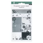 Stick Art Washi Tape Rizspapír Matrica Fekete Fehér Virág Minta 2 ív/bliszter