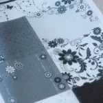 Stick Art Washi Tape Rizspapír Matrica Fekete Fehér Virág Minta 2 ív/bliszter