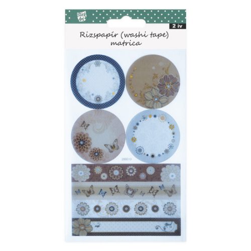Stick Art Washi Tape Rizspapír Matrica Pillangó és Virág Minta 2 ív/bliszter