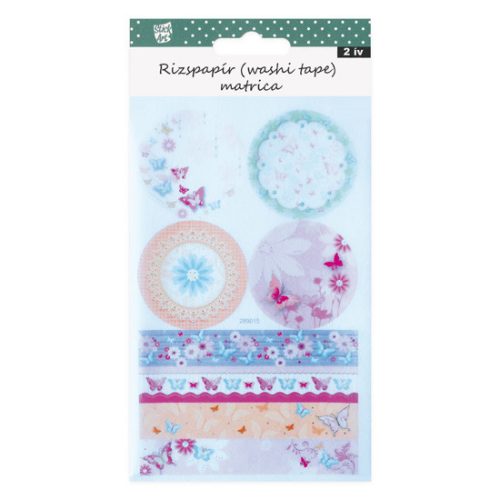 Stick Art Washi Tape Rizspapír Matrica Színes Pillangóminta 2 ív/bliszter