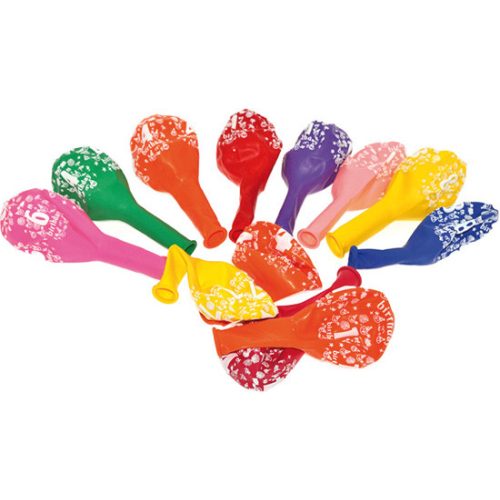 PartyArt Léggömb 30 cm 0-9-ig Számok Vegyes Színekben 10 Darab/Csomag