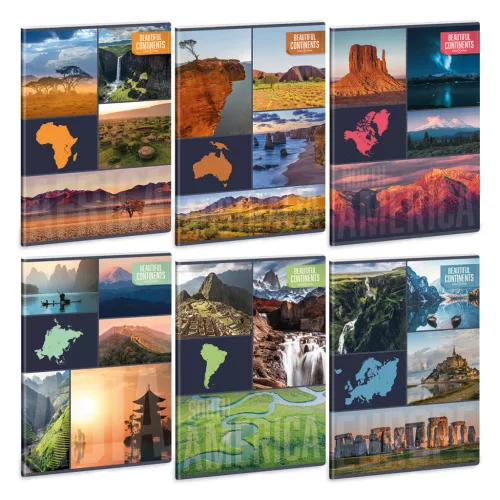 Ars Una Extra Kapcsos Füzet A/4 Vonalas Beautiful Continents (5190) 22