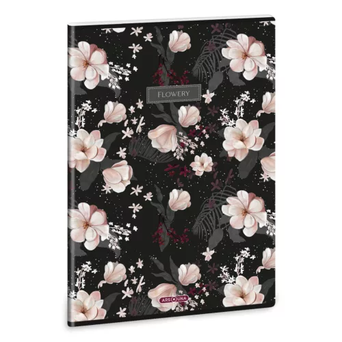 Ars Una Extra Kapcsos Füzet A/4 Négyzetrácsos Flowery Black (5374) 24