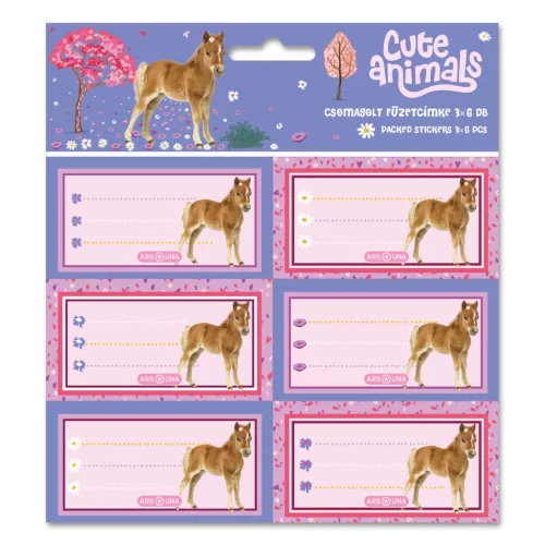 Ars Una Füzetcímke Csomagolt 3x6 Darab Cute Animals-Horse (5526) 26