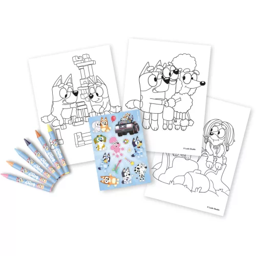 Bluey Színező  27x21 cm 6 Darab Zsírkrétával 1 Ív Matricával