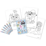 Bluey Színező  27x21 cm 6 Darab Zsírkrétával 1 Ív Matricával