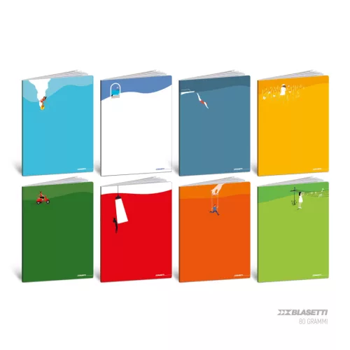 Blasetti Füzet Tűzött A/4 Négyzetrácsos 42 Lapos Color Vegyes Mintákban