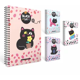   Gipta Spirálfüzet A/6 Vonalas 80 Lapos Black Cat Vegyes Mintákban