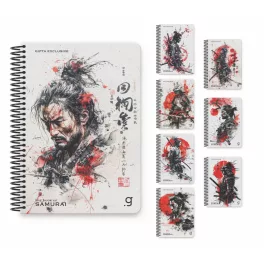   Gipta Spirálfüzet B/5 Négyzetrácsos 100 Lapos Samurai Vegyes Mintákban