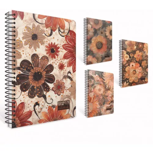 Gipta Spirálfüzet 17x24 cm 100 Lapos Négyzetrácsos Brown Book Vegyes Minta