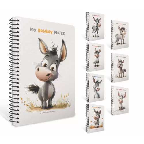 Gipta Spirálfüzet B/5 Vonalas 80 Lapos Donkey Notes Vegyes Mintákban