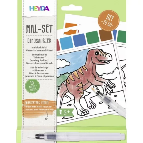 Heyda Színező 15x13 cm 10 Mintával Vízzel Tölthető Ecsettel Dinoszaurusz