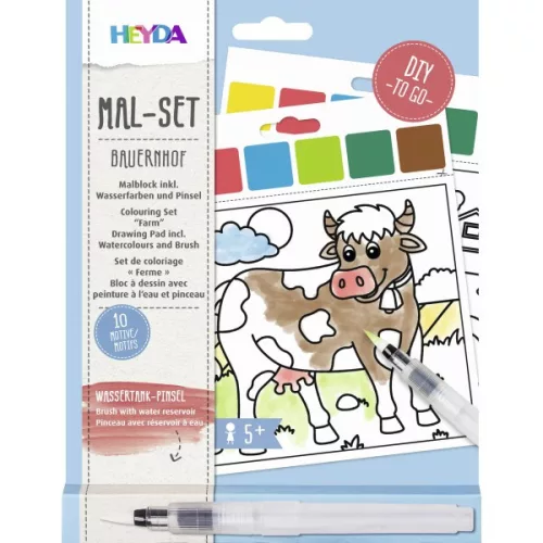 Heyda Színező 15x13 cm 10 Mintával Vízzel Tölthető Ecsettel Farm