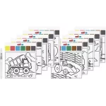 Heyda Színező 15x13 cm 10 Mintával Vízzel Tölthető Ecsettel Járművek