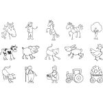 Heyda Nyomda Készlet 15 Darab/Készlet Farm Fekete Bélyegpárnával