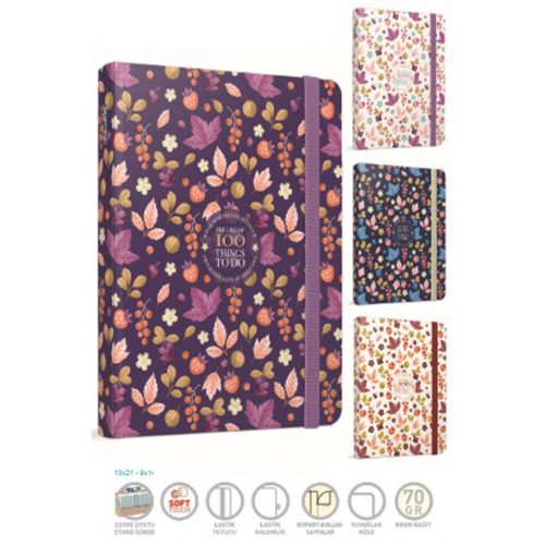 Gipta Beíró 17x24 cm 120 Lapos Keményfedeles Négyzetrácsos 100 Things Vegyes Minta