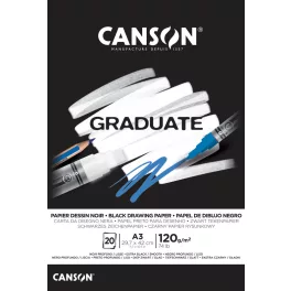   Canson Rajzlaptömb Fekete A/3 120 Gramm Álló Fejben Ragasztott 20 Ív/Tömb Graduate