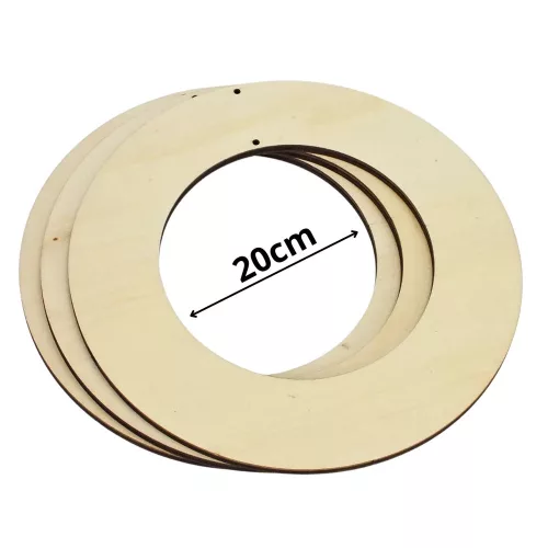 Decorolla Natúr Fa Karika Lapos 20 cm 3 Darab/Csomag